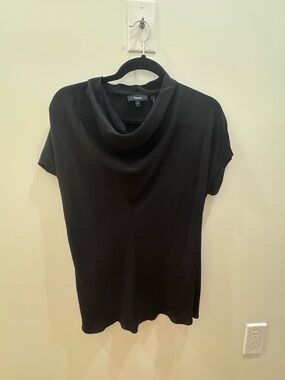 Theory Black Cowl Neck Short Sleeve Top